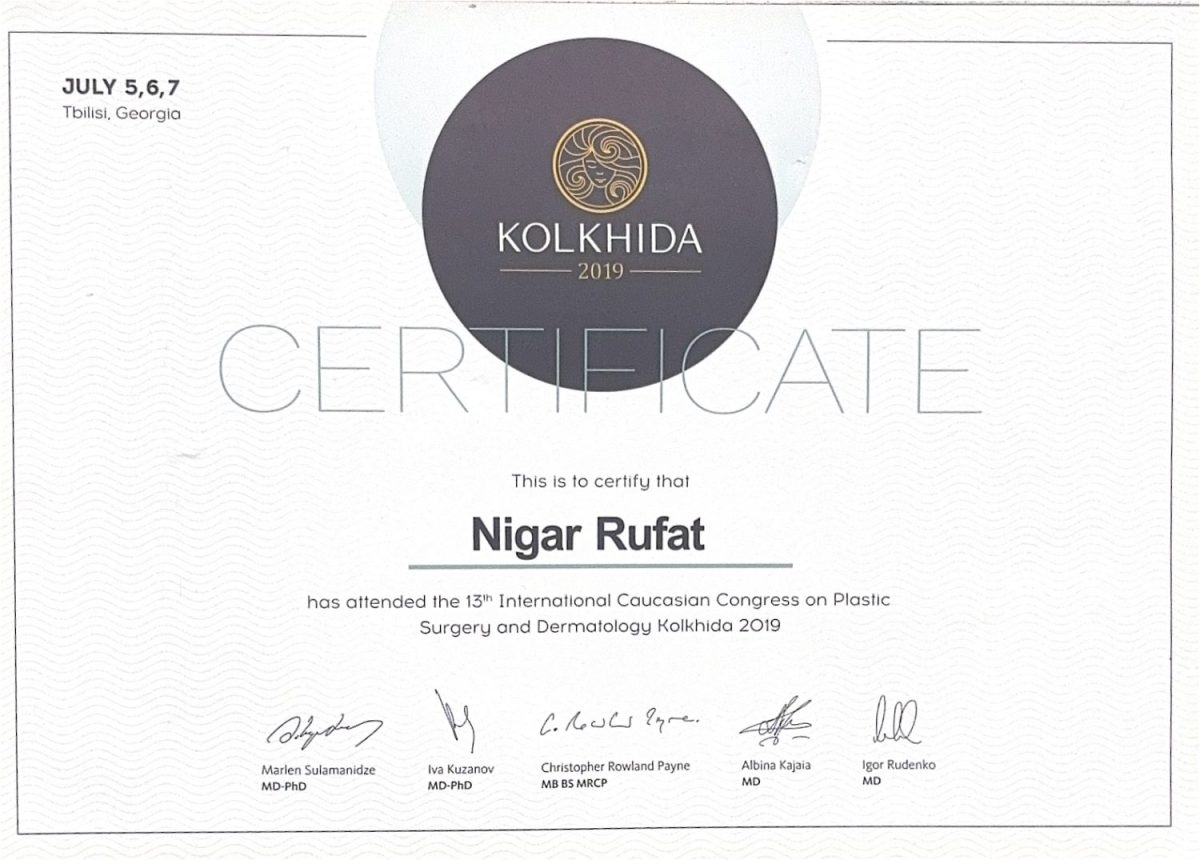 13th International Caucasian Congress on Plastic Surgery & Dermatology – Kolkhida 2019, Tbilisi – Dr. Nigar Rüfət