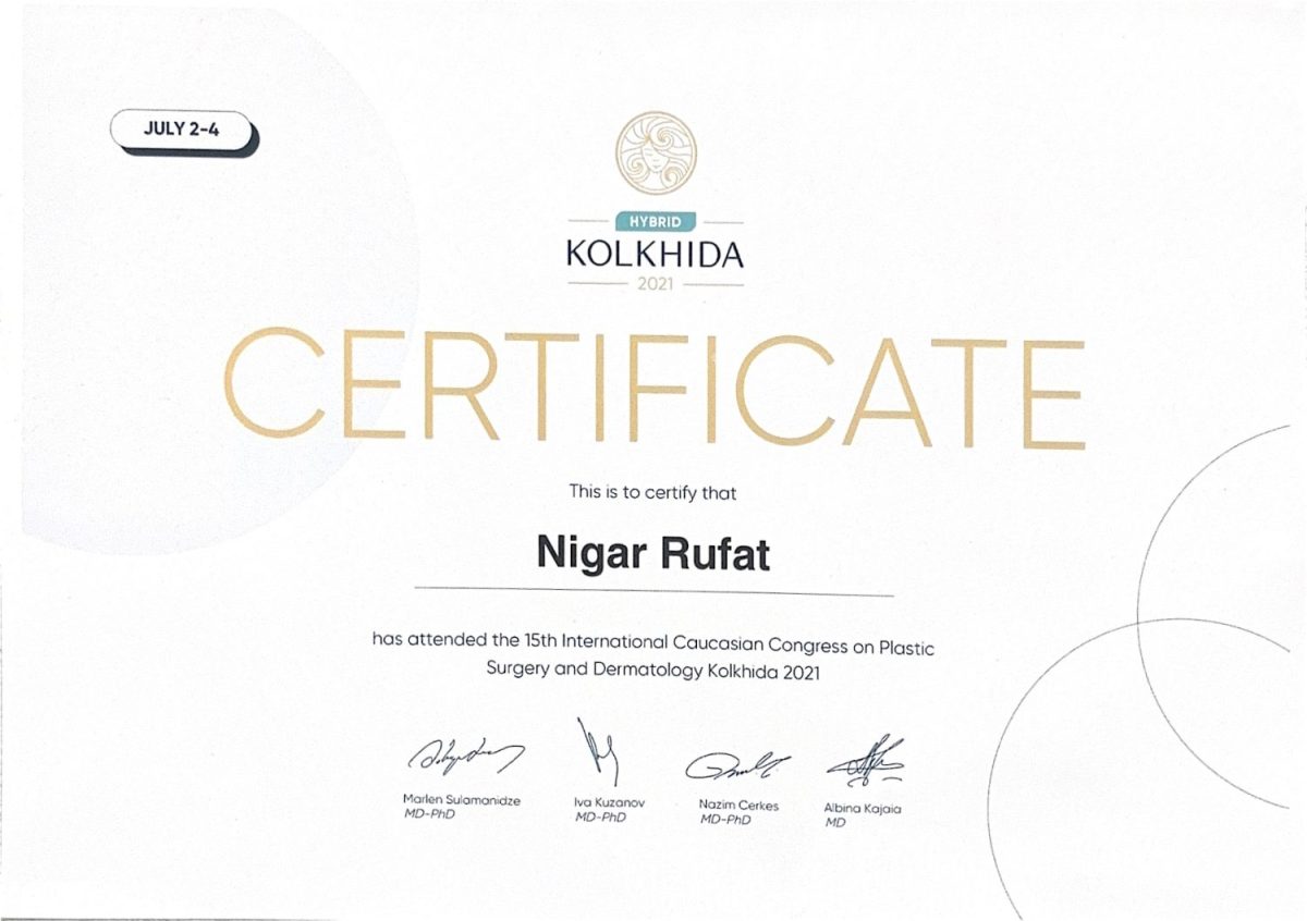 15th International Caucasian Congress on Plastic Surgery & Dermatology – Kolkhida 2021 – Dr. Nigar Rüfət
